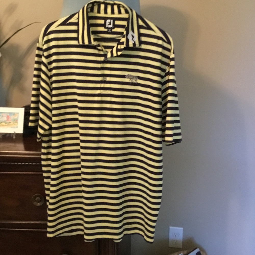 FootJoy Men’s Black and Yellow Striped Polo